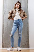 High Rise Destructed Skinny Jeans