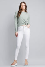 High Rise Ankle White Skinny Jeans
