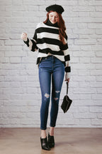 High Rise Destructed Skinny Jeans