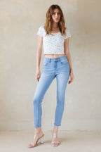 Mid Rise Push Up Ankle Skinny Jeans
