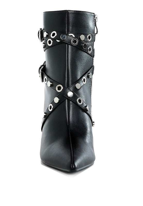 Women's Shoes - BootsJaunts Eyelets & Studs Harness Ankle Boots - VacationGrabs