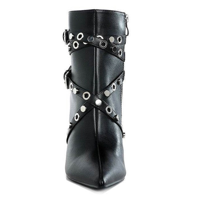 Jaunts Eyelets & Studs Harness Ankle Boots - VacationGrabs
