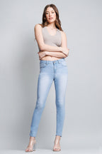 Mid Rise Push Up Ankle Skinny Jeans