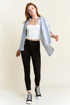 Double Waist High Rise Ankle Skinny Jeans