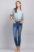 Mid Rise Push Up Ankle Skinny Jeans
