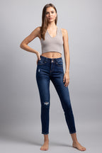 High Rise 2 Button Skinny Jeans