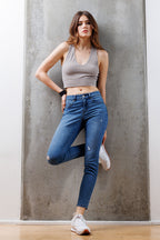High Rise Destructed Skinny Jeans