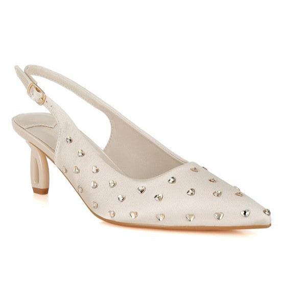 Dasavla Heart-Shaped Rhinestone Studded Slingbacks - VacationGrabs