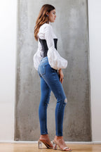 High Rise Destructed Skinny Jeans