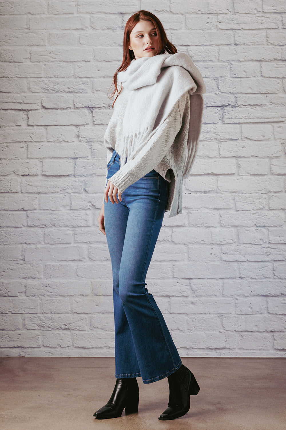 Stone wash High Rise Flare Jeans