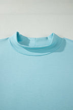 Solid Mock Neck Short Sleeve Top & Short Set