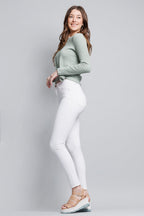 High Rise Ankle White Skinny Jeans