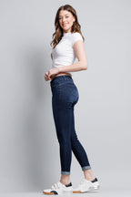Mid Rise Push Up Roll Cuffed Ankle Skinny Jeans