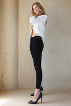 High Rise Destructed Skinny Jeans