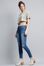 High Rise Destructed Skinny Jeans