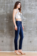 Mid Rise Destructed Skinny Jeans