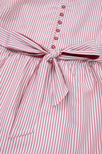 Plus Size Pinstripe Ruffle Hem Midi Dress