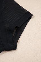 Sheer Mesh Patchwork Cap Sleeve T-Shirt