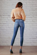 Mid Rise Push Up Ankle Skinny Jeans