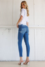 High Rise Destructed Skinny Jeans