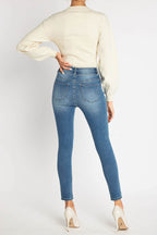 High Rise Destructed Skinny Jeans