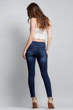 Mid Rise Destructed Ankle Skinny Jeans