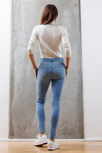 High Rise Destructed Skinny Jeans