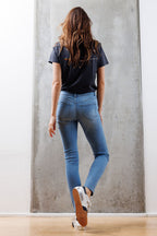 Mid Rise Destructed Skinny Jeans