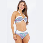 Two Piece Floral Prints Criss Cross Halter Bikini - VacationGrabs
