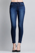 Mid Rise Push Up Ankle Skinny Jeans