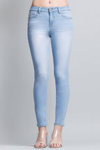 Mid Rise Push Up Ankle Skinny Jeans