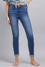 Mid Rise Push Up Ankle Skinny Jeans
