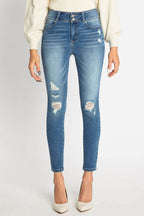 High Rise Destructed Skinny Jeans