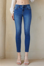 Mid Rise Push Up Ankle Skinny Jeans