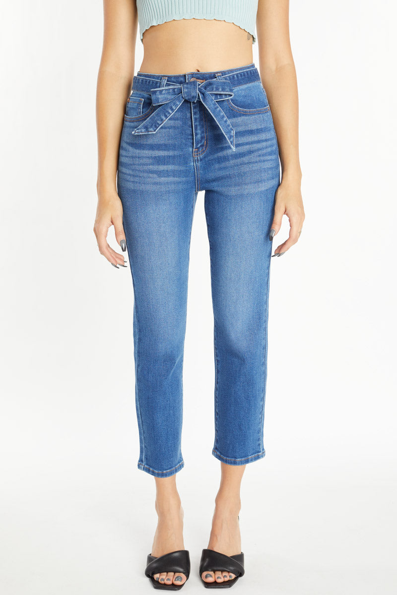 Super High Rise Ribbon Straight Jeans