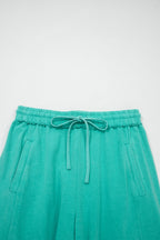 Solid Drawstring Elastic Waist Raw Hem Pants