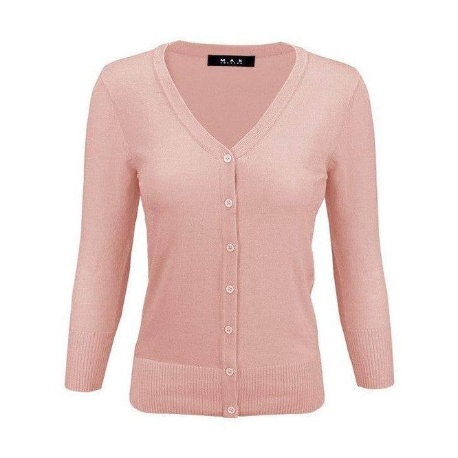 V-Neck Button Down Knit Cardigan Sweater - VacationGrabs