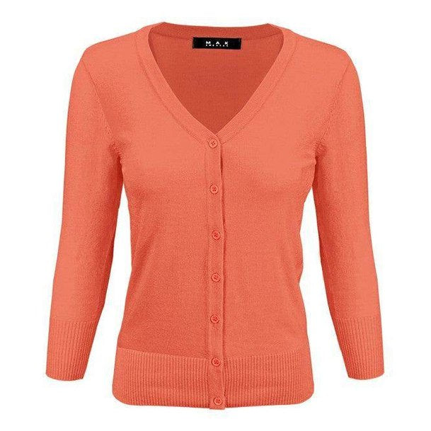 V-Neck Button Down Knit Cardigan Sweater - VacationGrabs