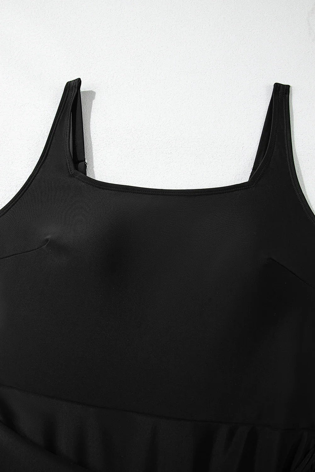 Solid Wrap Tie Waist Square Neck Swim Dress