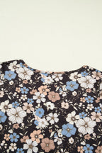 Leopard & Floral Square Neck Long Sleeve T-Shirt