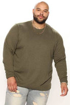 Mens Olive Green Crewneck Sweater - VacationGrabs