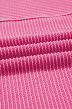 Solid Corded Knit Mock Neck T-Shirt
