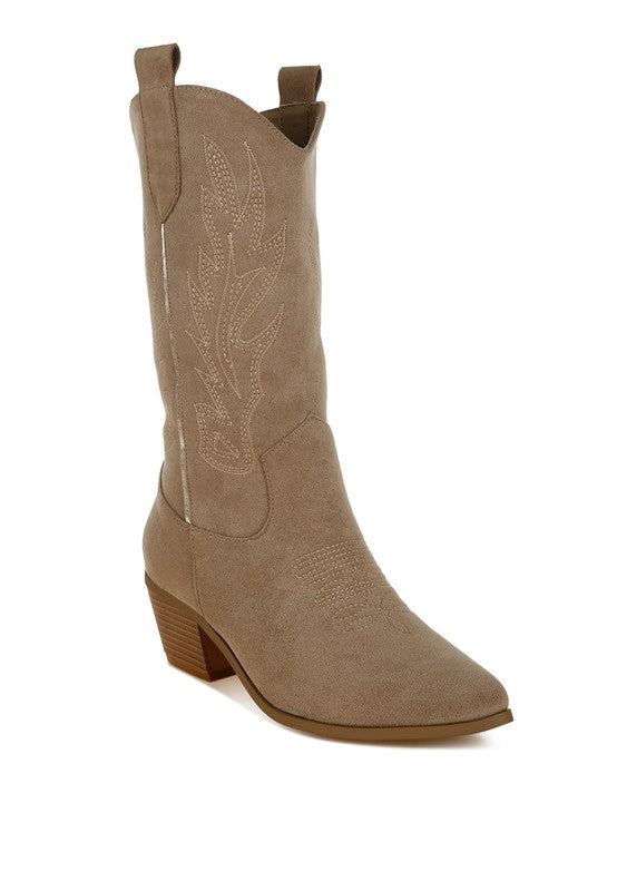 Women's Shoes - BootsMae Embroidery Detail Cowboy Boots - VacationGrabs