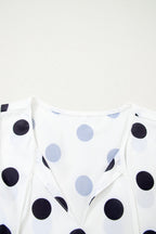 Polka Dot Stripe Patchwork Flutter Sleeve Babydoll Blouse