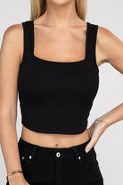 Women's Shirts - Cropped TopsCotton Square Neck Cropped Cami Top - VacationGrabs