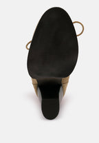 Goose-Feather Antique High Heeled Ankle Boot