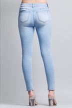 Mid Rise Push Up Ankle Skinny Jeans
