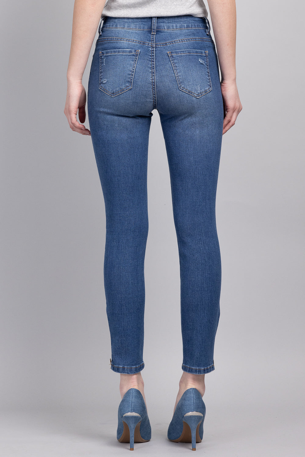 Women's Skinny Pants Jeans with Vintage Wash Finish