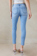 Mid Rise Push Up Ankle Skinny Jeans