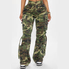 Womens Camo Cargo Pants - Olive/Combo - VacationGrabs